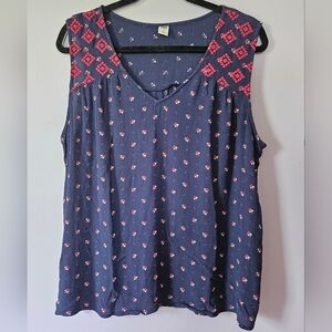 Old Navy Flowy Floral Print Wide Strap V-Neck Tank Top, Size XL